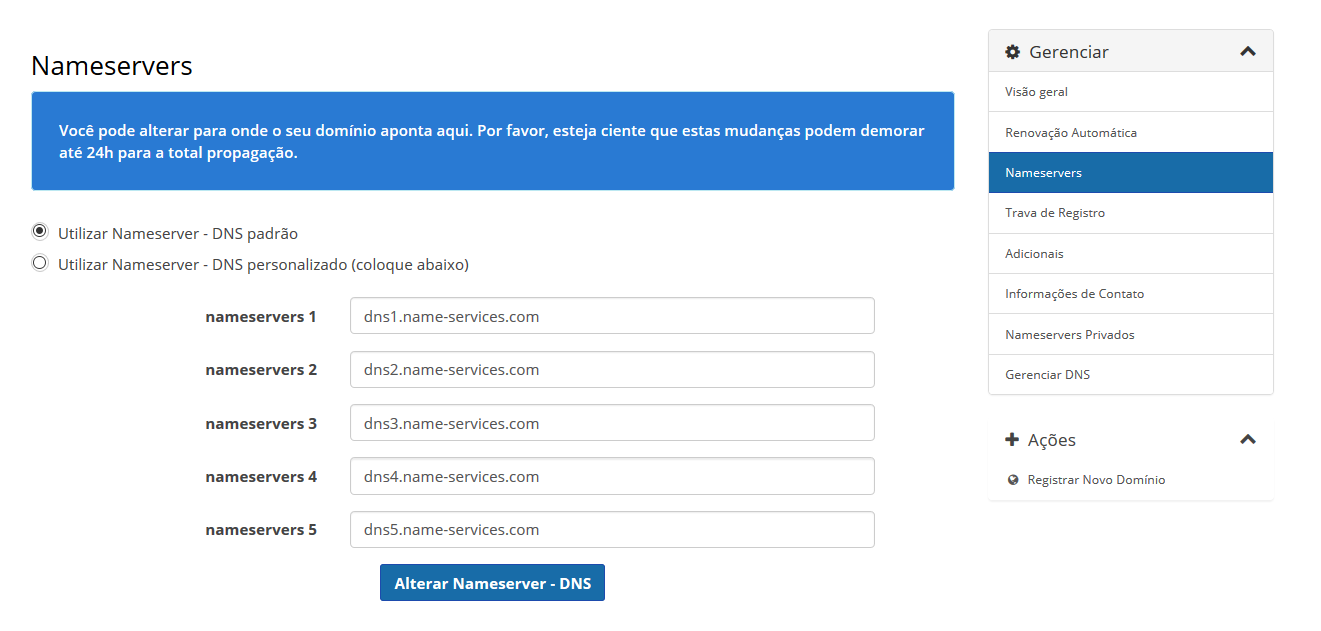 Como configuro meu domínio para usar no VPS / Dedicado