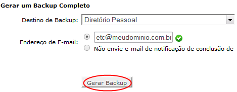 cPanel backup